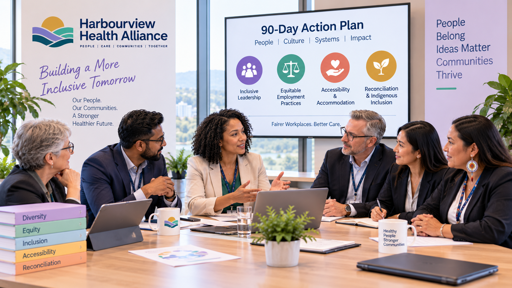 Healthcare executives discussing an inclusion strategy