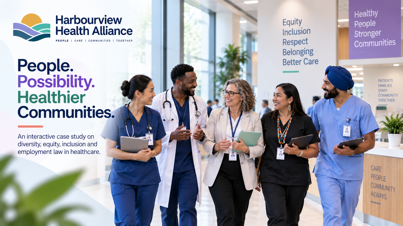 Diverse healthcare professionals meeting together