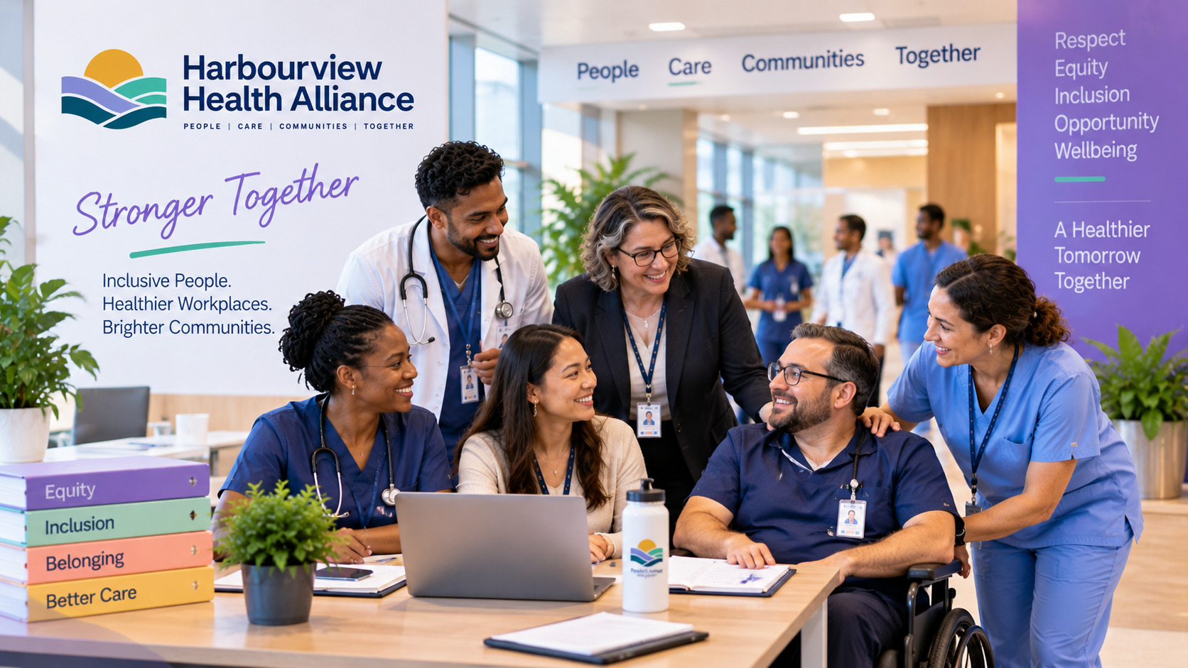 Inclusive healthcare team collaborating