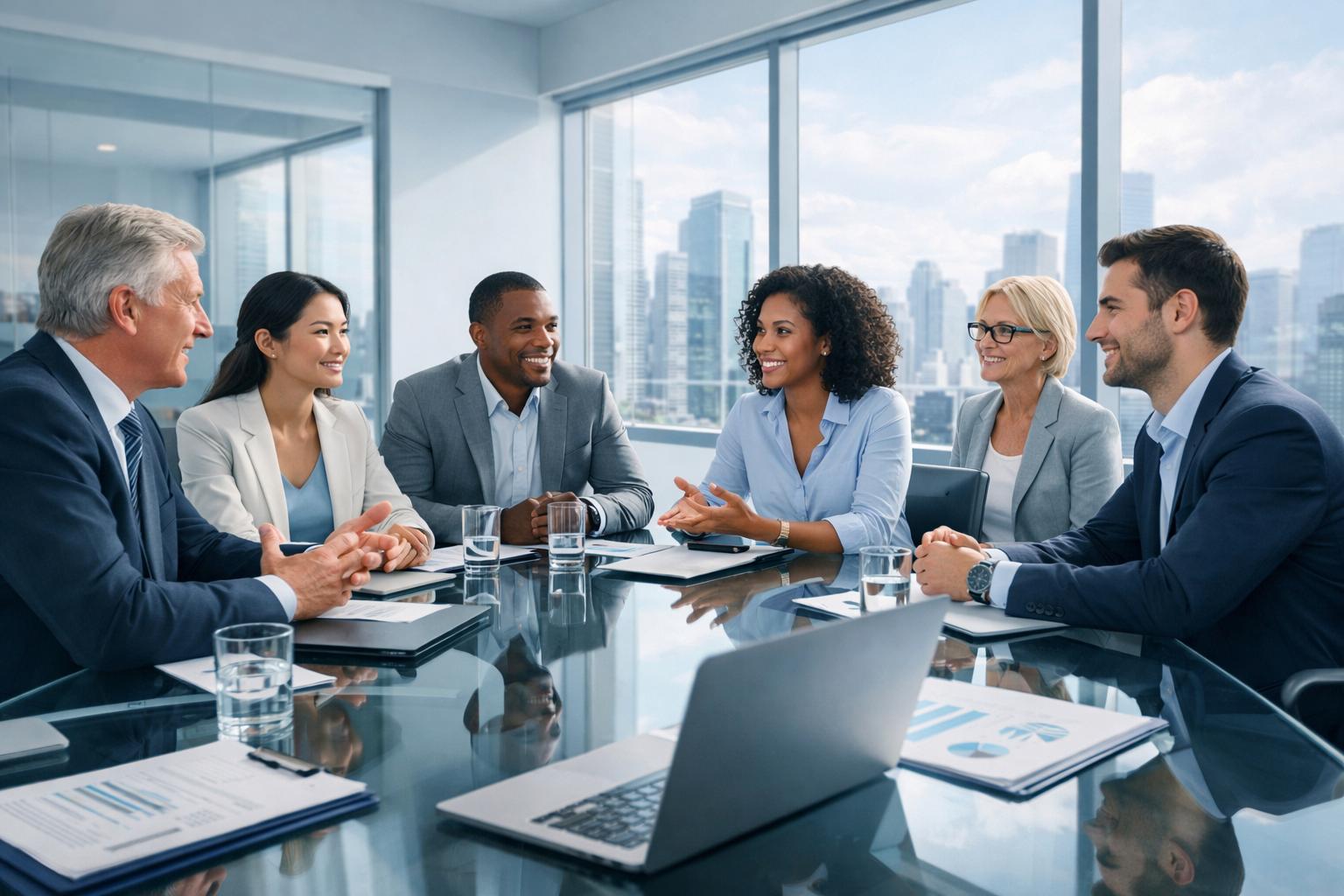 Corporate team reviewing workforce strategy